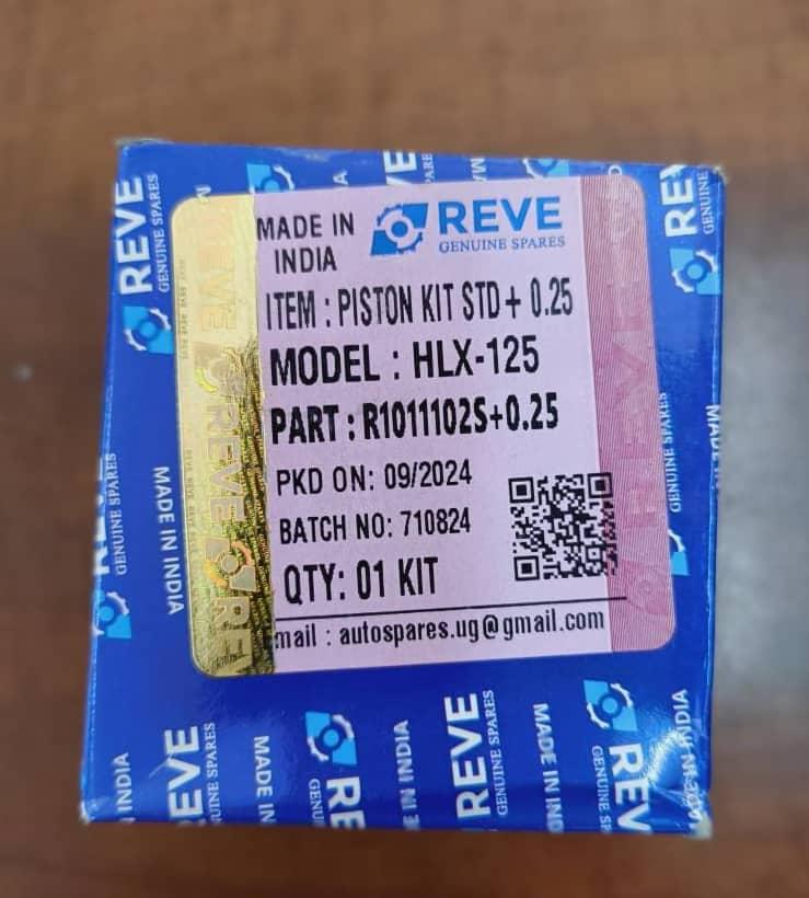 REVE=PISTON KIT STD+ 0.25=TVS-HLX125